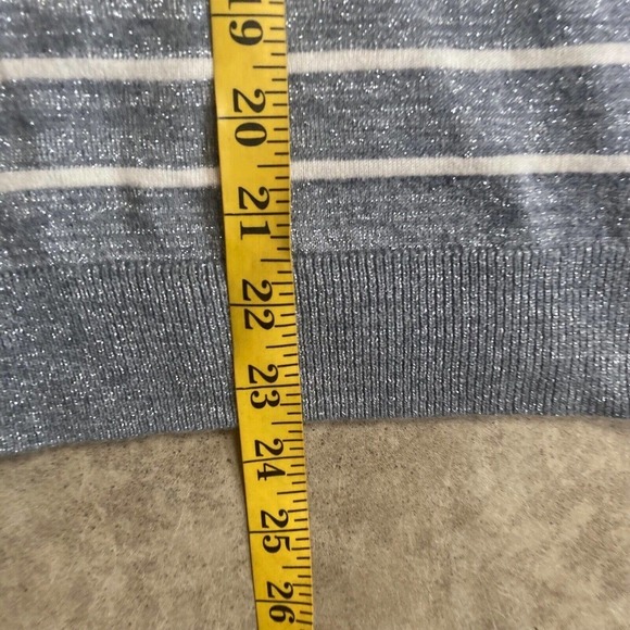 Talbots Sweater Womens 1X Cardigan Shimmer Striped Short Sleeve Button Stretch - Picture 5 of 9